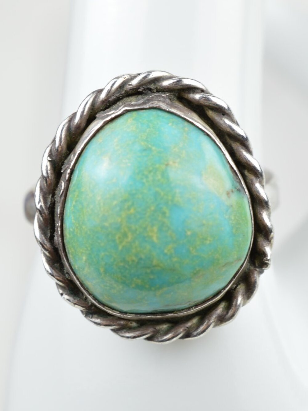 Vintage Sterling Silver Green Turquoise Ring Size 9.75